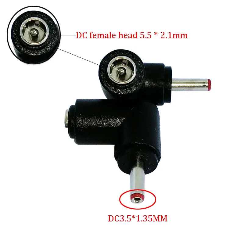 Cltgxdd 2 uds cabezal de conversión de energía de boca redonda CC 5,5*2,1 hembra a 3,5*1,35/4,0*1,7/4,8*1,7/5,5*2,1/5,5*2,5mm codo 90 grados - imagen 3