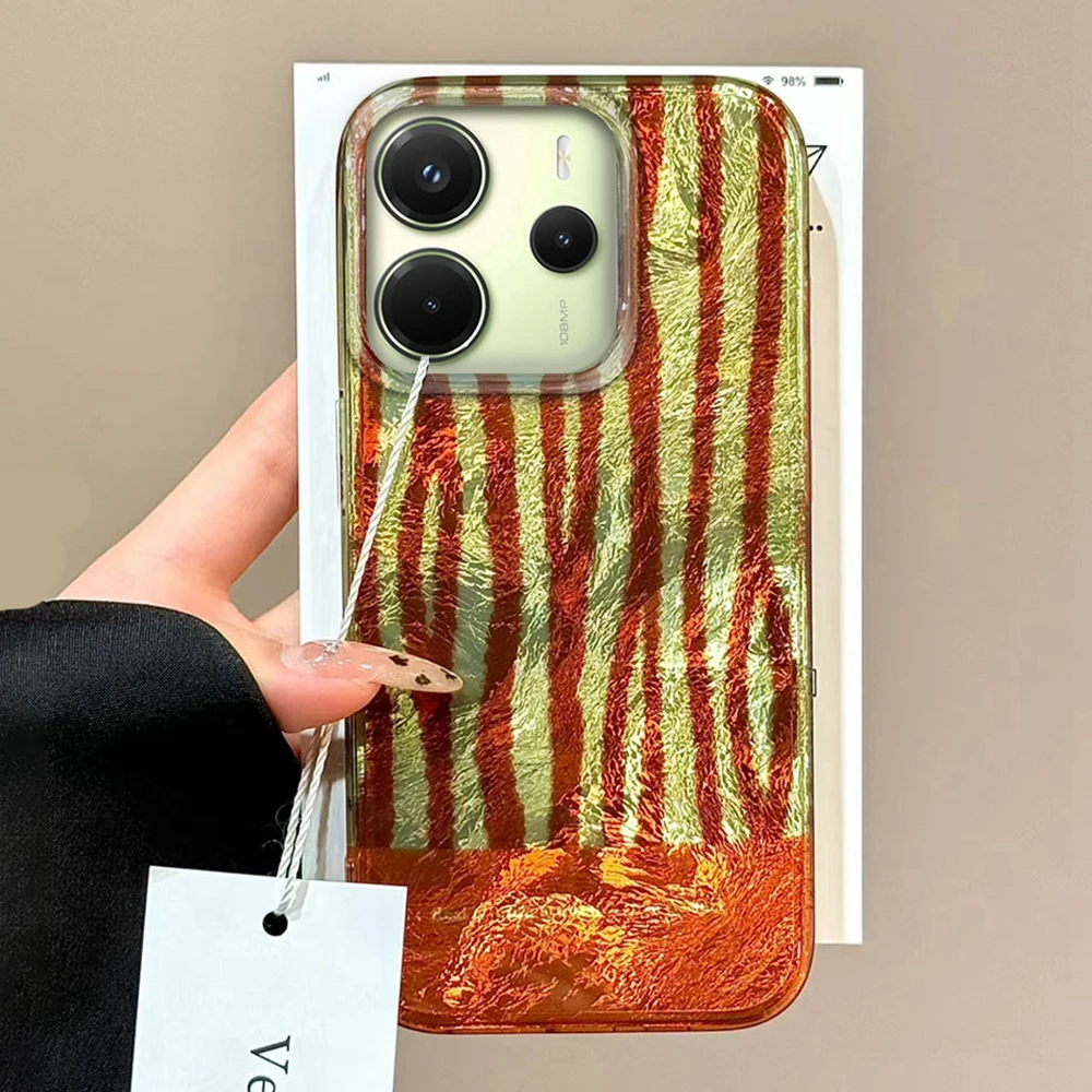  ﻿ Funda de teléfono Retro con rayas marrones para mujer, funda para Xiaomi Redmi Note 14 13 12 11 11S 10 10S 8 9 Pro 15C 9C 13C 14C A3 A3X 9C A1 15 - imagen 2