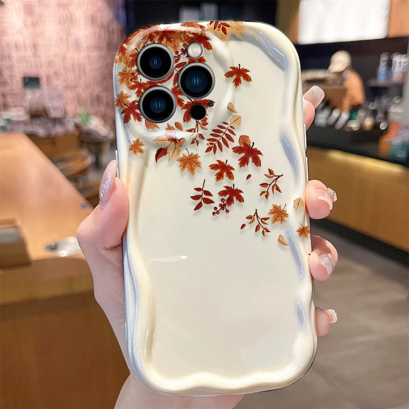 Funda de piña de Hojas de arce para iPhone 17 Air 16 E 15 14 Plus 13 12 Mini 11 Pro Max, Fundas suaves de silicona líquida a prueba de golpes - imagen 3
