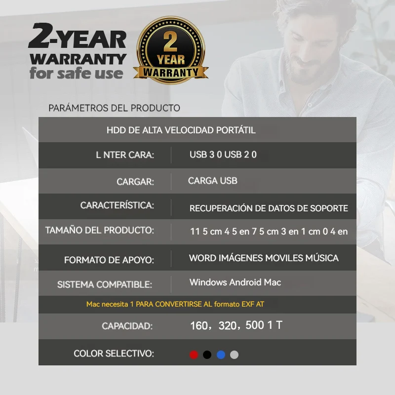 Disco duro externo portátil de 1TB/500GB/250GB USB 3.0 Unidad flash de alta velocidad para ordenador portátil MacBook PS4 PS5 - Almacenamiento de memoria HDD - imagen 3