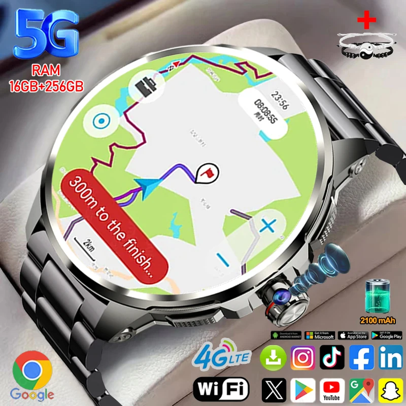Reloj inteligente con tarjeta SIM 5G, Android 9,0, Google Play, 1,95 pulgadas, Amoled, 720x720, GPS, WIFI, 2100mAH, memoria grande, 16GB + 256GB de RAM - imagen 2