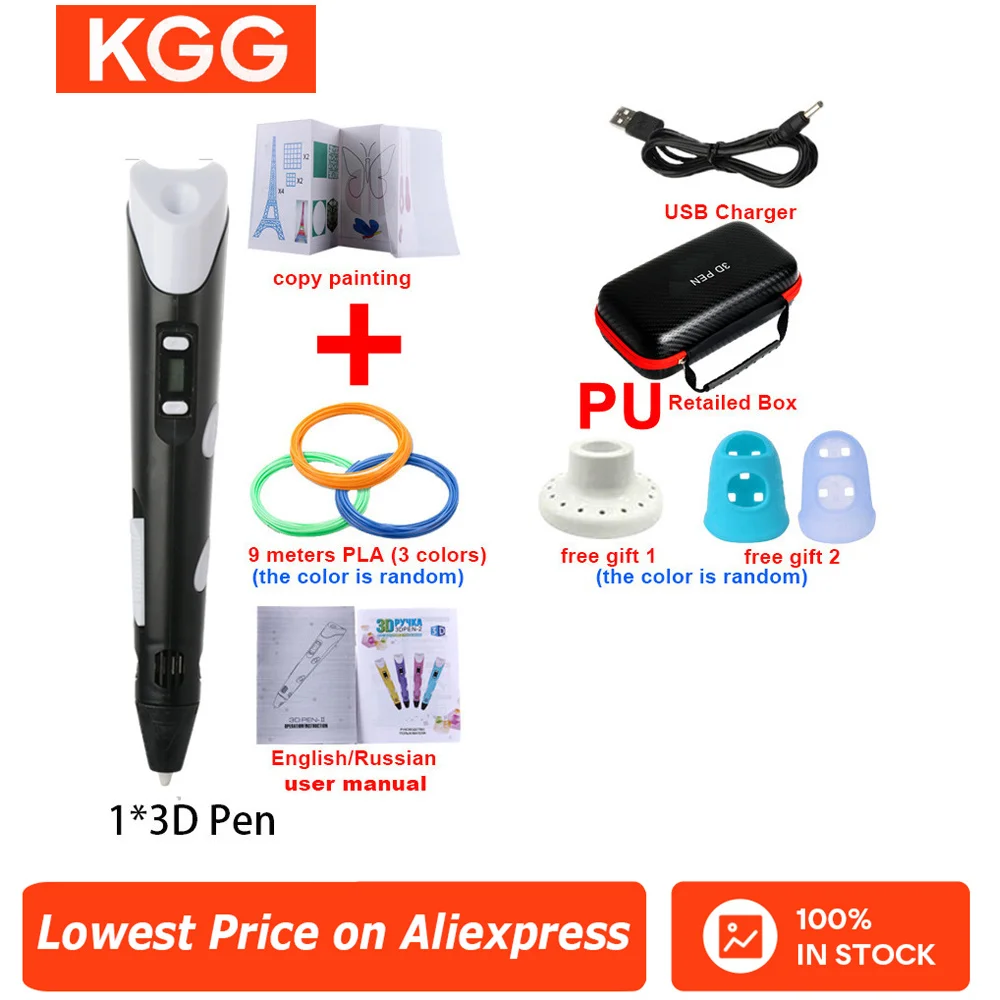 Bolígrafo 3D, bolígrafo de impresión 3d, bolígrafos de dibujo DIY, filamento PLA con USB, Estuche De Viaje de PU, regalo de cumpleaños y Navidad para niños