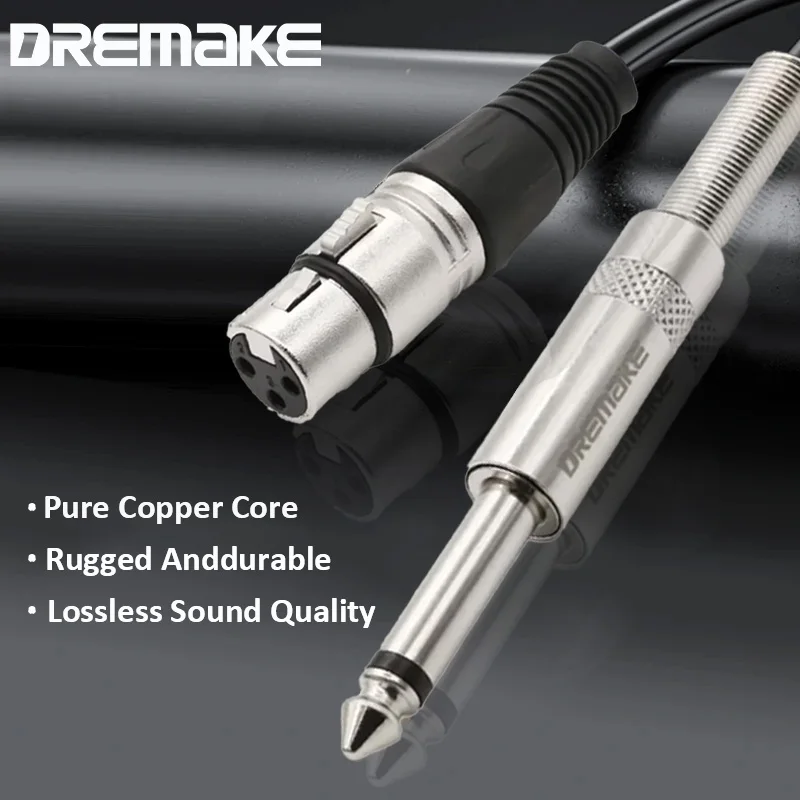 XLR hembra a 1/4 pulgadas 6,35mm TS Mono Jack Cable de micrófono desequilibrado Cable de un cuarto de pulgada TS Cable de micrófono hembra para amplificador