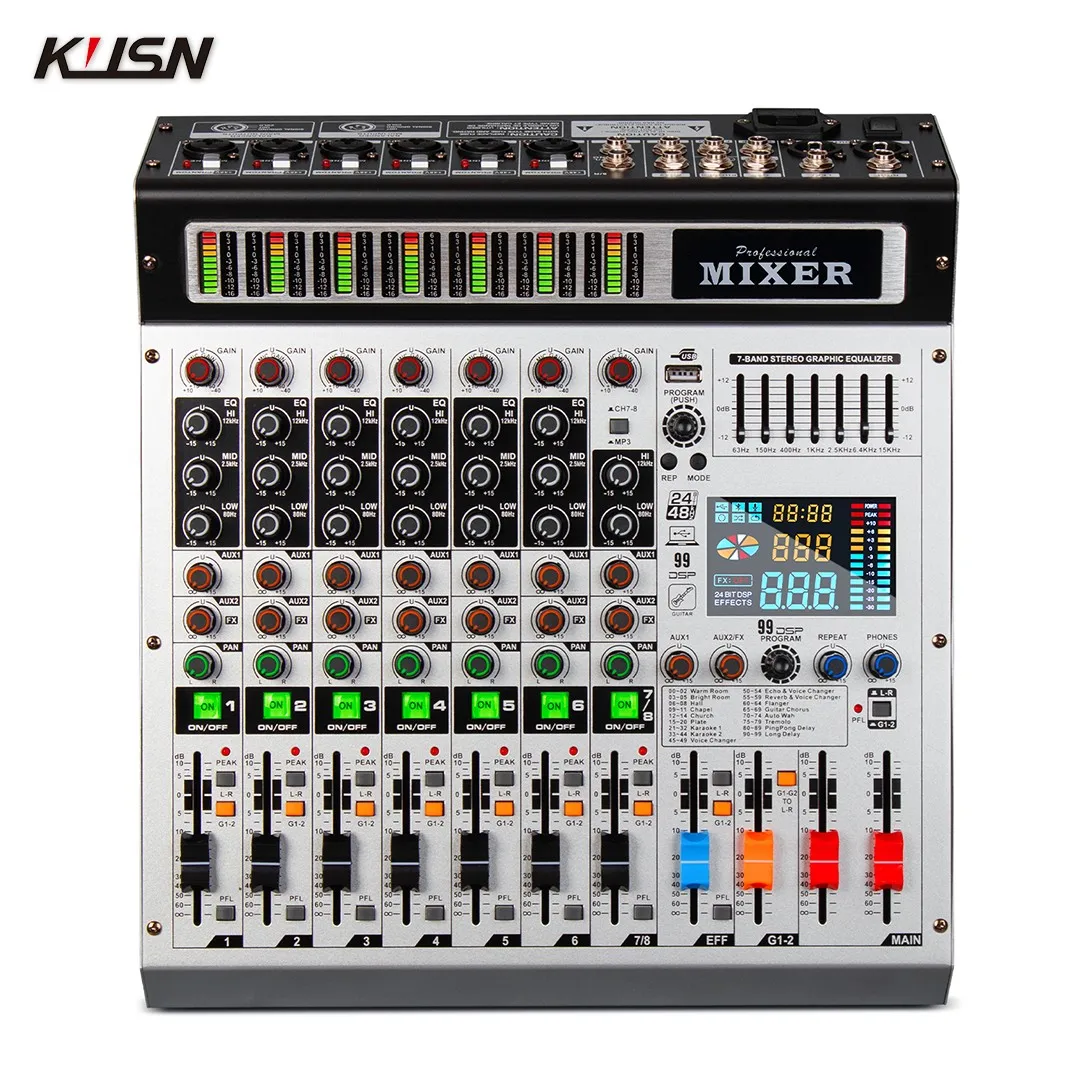 Mezclador Digital de 8 canales 99 DSP, consola mezcladora de Audio profesional, Mini mezclador de sonido, consola Soundcraft con Bluetooth, MP3, USB - imagen 2