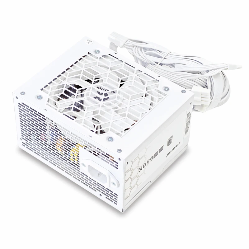 METALFISH KIRIN ATX 500W Fuente de alimentación de chasis blanco 80PLUS PSU para computadoras gaming, docks de tarjetas gráficas (100-240V) - imagen 4