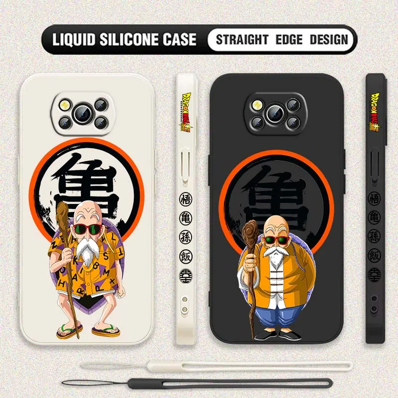 D-Dragon Ball Anime Master Roshi para Xiaomi Poco X6 X5 X4 X3 M6 M5 M3 F6 F5 F4 F3 GT Pro 5G cubierta de la caja del teléfono de cuerda izquierda líquida - imagen 2