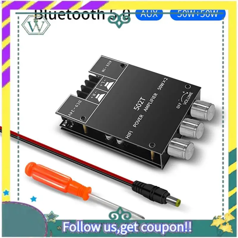 Módulo de audio A28Q-ZK-502T Módulo de audio Bluetooth 5.0 50Wx2 Módulo de amplificador auxiliar digital de potencia inalámbrica Bajo y agudo - imagen 4