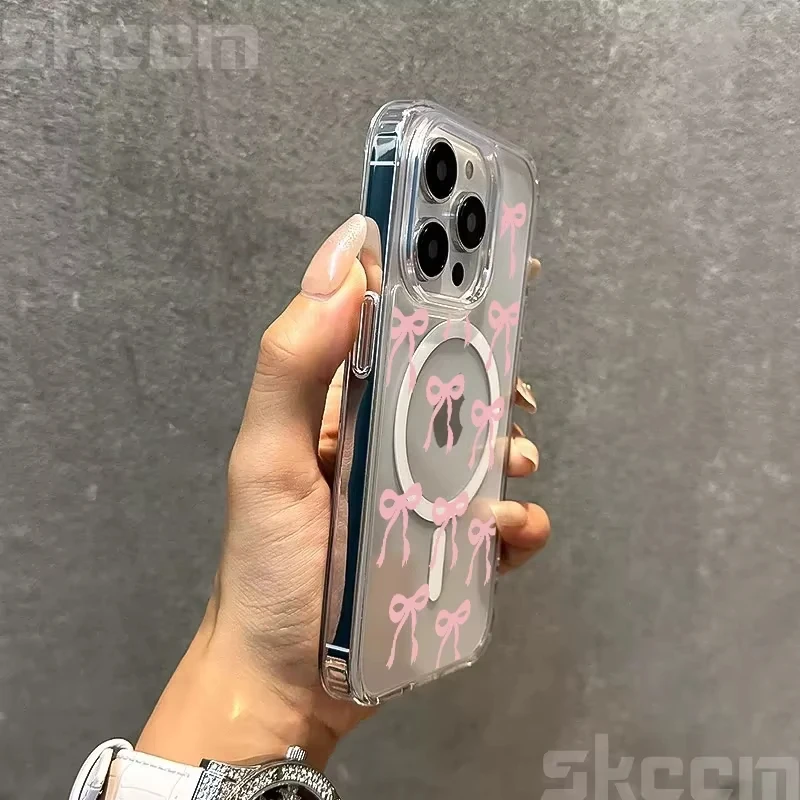 Funda magnética Magsafe con lazo Adorable para iPhone 17 Pro Max 16 15 14 13 12 11 XR XS 16 Plus, cubierta dura transparente con carga inalámbrica - imagen 5