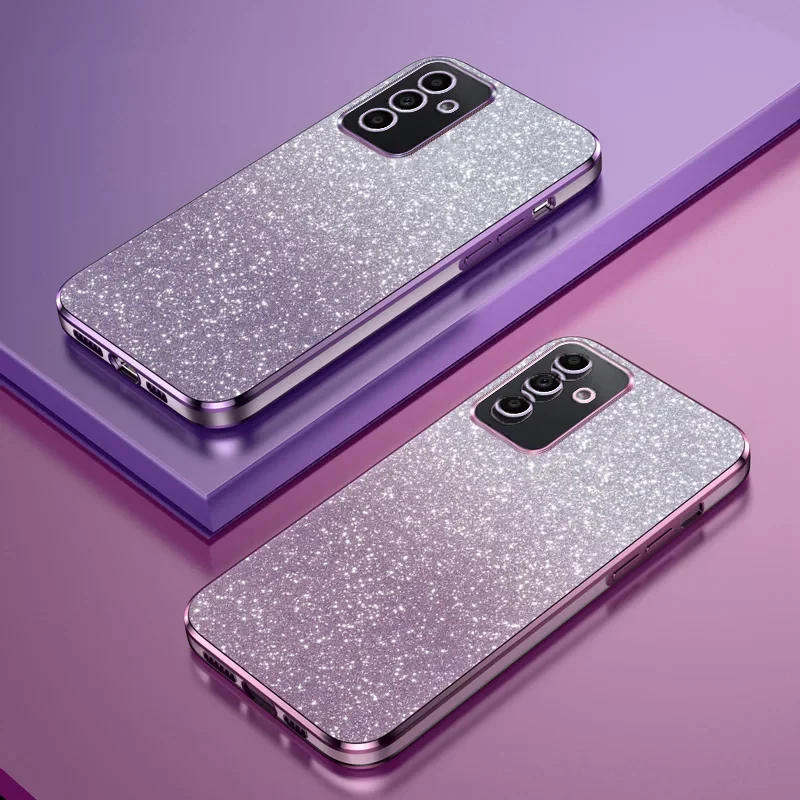 Funda de silicona chapada con purpurina brillante para Samsung Galaxy A55 A17 A35 A25 A15 A05 A05S A54 A34 A24 A14 A04s, funda trasera suave ostentosa - imagen 2