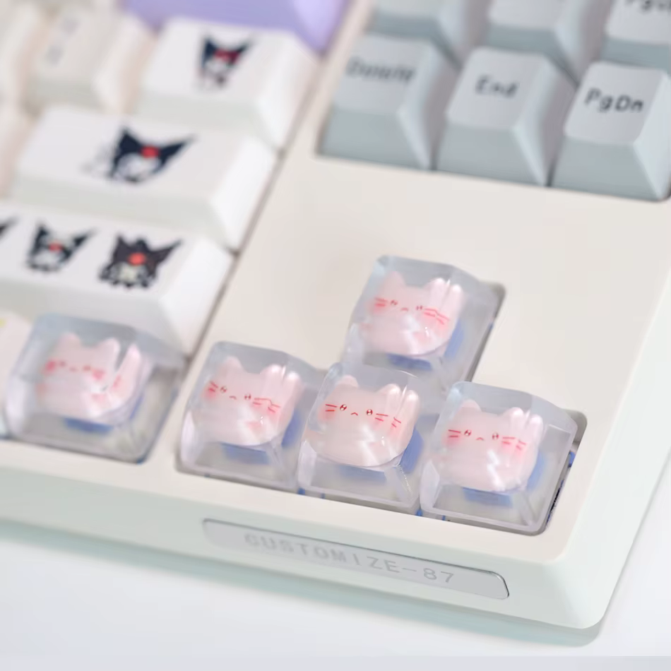 Diy transparente gato Keycap para teclado mecánico Cherry Axis diseño personalizado teclas de dirección lindo 1U/1.25U tapas de juego personalizadas - imagen 4