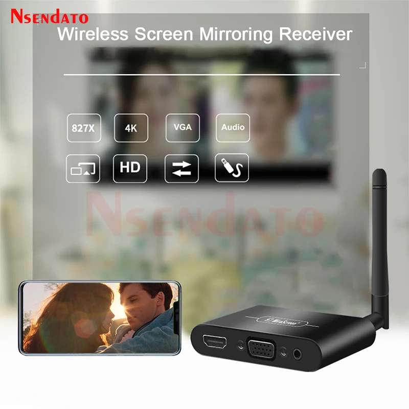 Mirascreen-receptor inalámbrico X6W Plus, 5G, 4K, Miracast, DLNA, AirPlay, HD, VGA, AV, TV Stick, Wifi, para IOS, Android, Coche - imagen 5