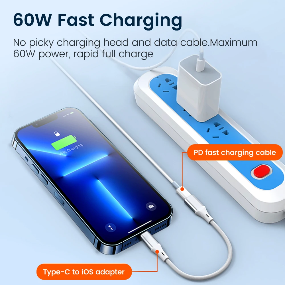 Adaptador tipo C a ios ios macho a tipo C hembra Cable de datos de carga rápida para iPhone 15 iPad Macbook - imagen 4