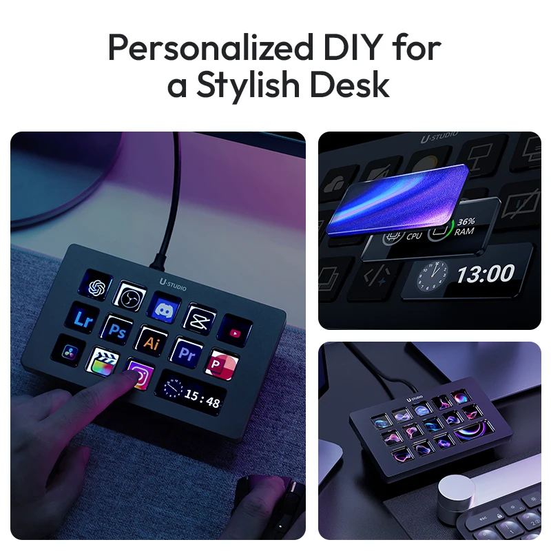 Ulanzi D200H Teclado controlador de cubierta de transmisión 7 en 1 con 13 teclas DIY para PC en vivo OBS Creación de contenido de Youtube SD/TF/USB3.0 - imagen 4