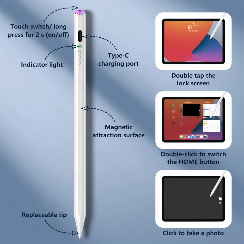 Para Apple Pencil 2 1 para iPad lápiz Bluetooth lápiz óptico para iPad Pen 2022 2021 2020 2019 2018 Pro 11 13 2024 para Apple Pencil - imagen 3