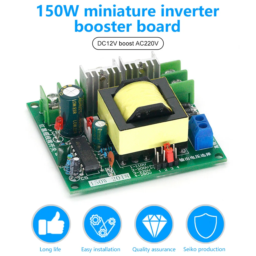 DC-AC Boost Inverter 12V a 220V Módulo de fuente de alimentación elevador Convertidor inverso Módulo de refuerzo Regulador de potencia de voltaje 150W - imagen 2