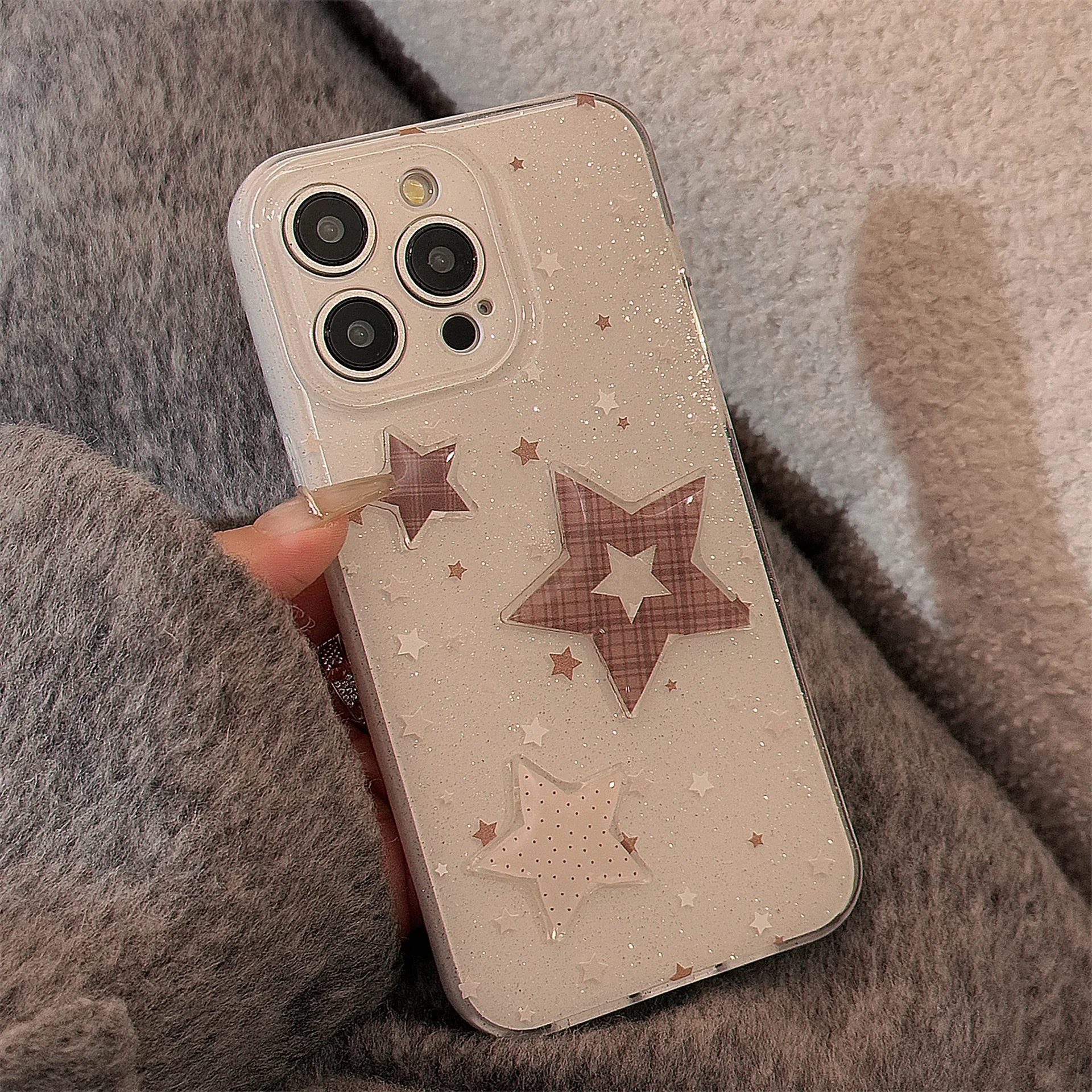 Funda de teléfono de lujo con purpurina y estrella blanca a prueba de golpes para iPhone 16, 15, 14, 13, 12, 11 Pro Max Plus, funda delgada 3D - imagen 3