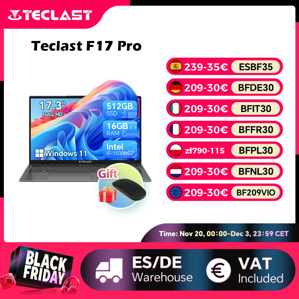 Teclast F17Pro 17,3" Portátil Intel i5-1030NG7 16GB RAM 512GB SSD Windows 11 180 ° Teclado retroiluminado para portátil mini-HDMI F17 Pro - imagen 2
