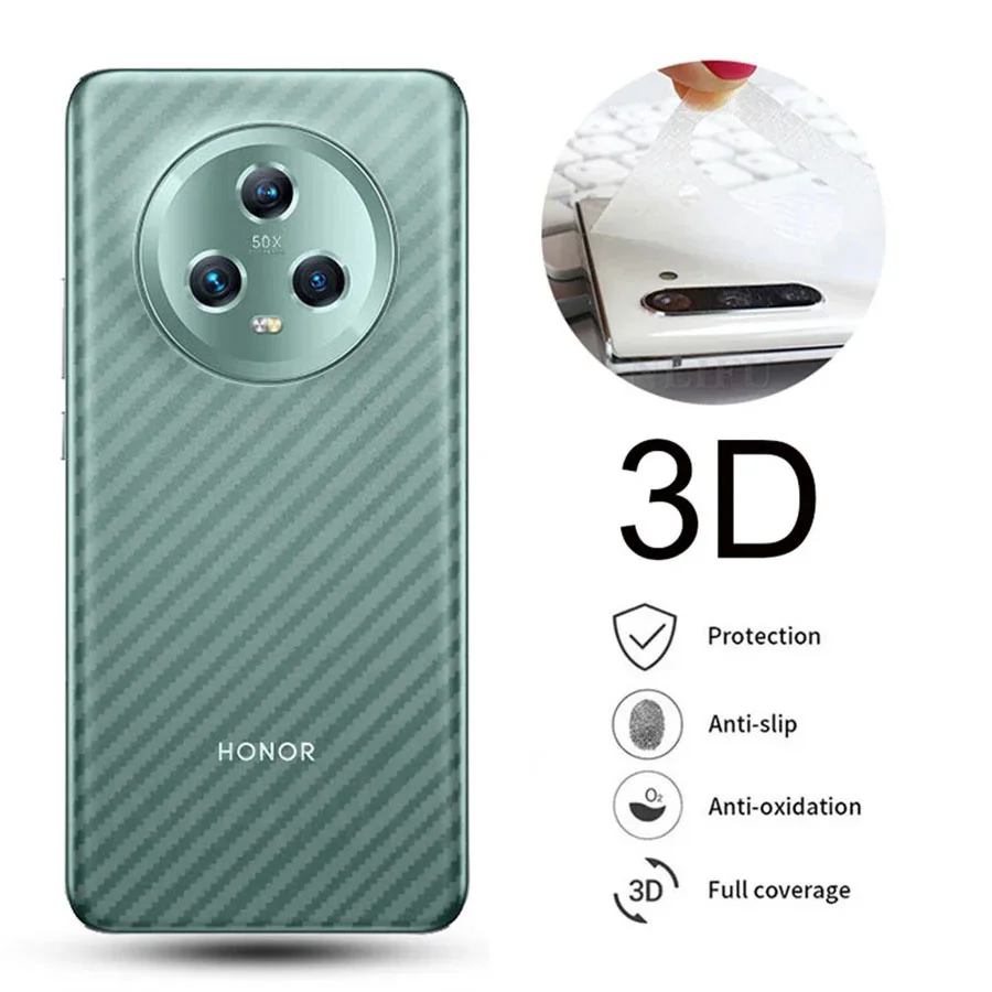 Película de fibra de carbono de cubierta completa trasera 3D para Honor Magic 5 Pro 5Pro Magic5 Magic5Pro, Protector de pantalla trasero en magic 5pro 5lite - imagen 2