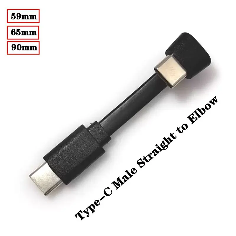 Longitud 59mm/65mm/90mm tipo C codo macho a cabeza recta macho teléfono para juegos Cable de datos de carga súper rápida
