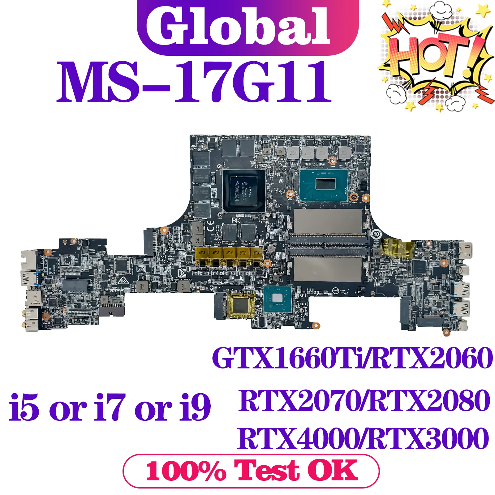 Placa base de MS-17G1 para placa base de ordenador portátil MSI MS-17G11 i5 i7 9th Gen GTX1660Ti RTX2060 RTX2070 RTX2080 RTX3000 RTX4000 - imagen 2