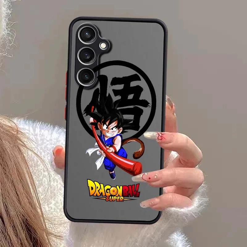 D-Dragon Ball tarjetas Son Goku para Samsung Galaxy S25 S24 S23 S22 FE Plus Ultra 5G funda de teléfono translúcida esmerilada - imagen 3