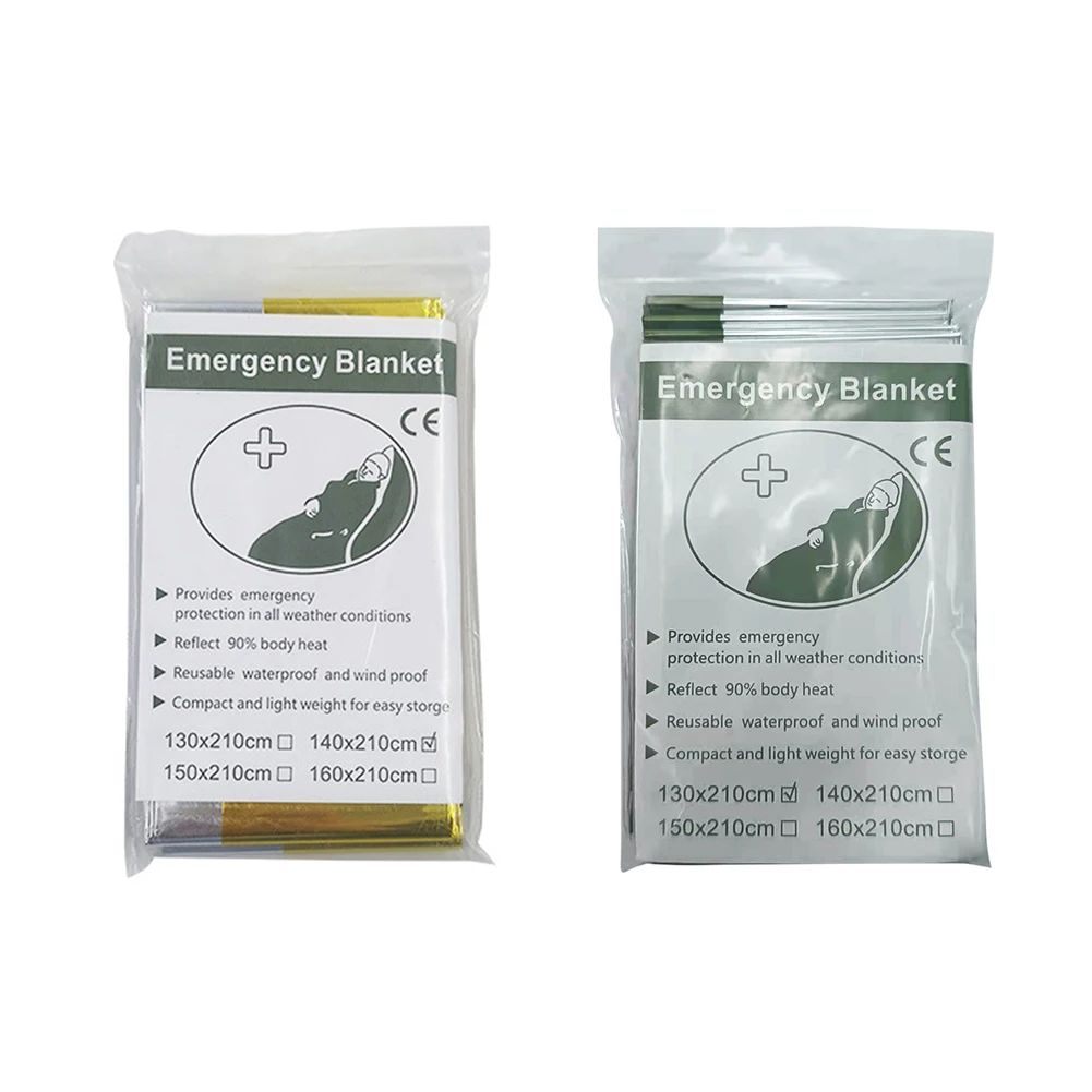 Manta de supervivencia de aluminio, ligera, impermeable, para acampar, mantas cálidas, aislamiento, salvavidas para senderismo al aire libre, viajes, caza - imagen 2