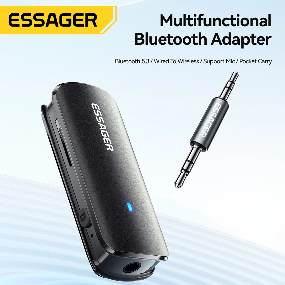 Essager-Adaptador multifuncional Bluetooth 5,3, conector auxiliar de 3,5mm, adaptador inalámbrico estéreo para auriculares, teléfonos, TV, receptor de Audio para coche - imagen 2