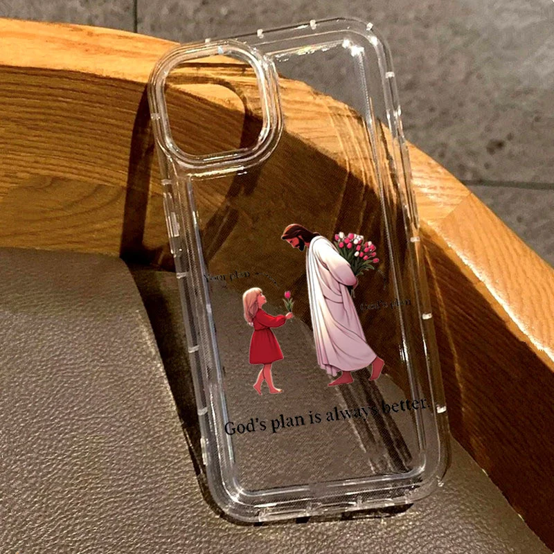 Funda de teléfono con eslogan minimalista Jesús Girl Tulip para iPhone 16E 16 15 14 Pro Max Plus 11 12 13 XR 7 8 Plus SE2 cubierta de Tpu a prueba de golpes - imagen 2
