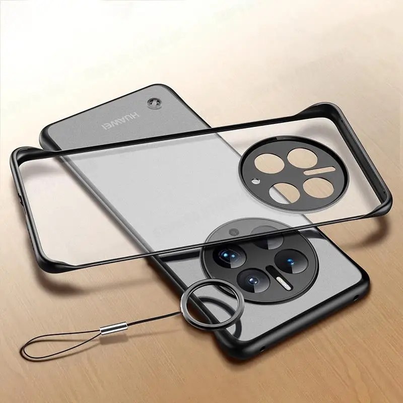 Funda translúcida sin marco para Huawei Mate 50 Pro, 50RS, 40, 30, 20, Mate, PC, protección dura, cubierta trasera fina, anillo - imagen 2