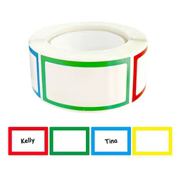 250 Uds. Etiquetas adhesivas coloridas en blanco con nombre escrito a mano, oferta de profesores de escuela para niños, adhesivo de papelería, etiqueta de escritorio para botella de agua