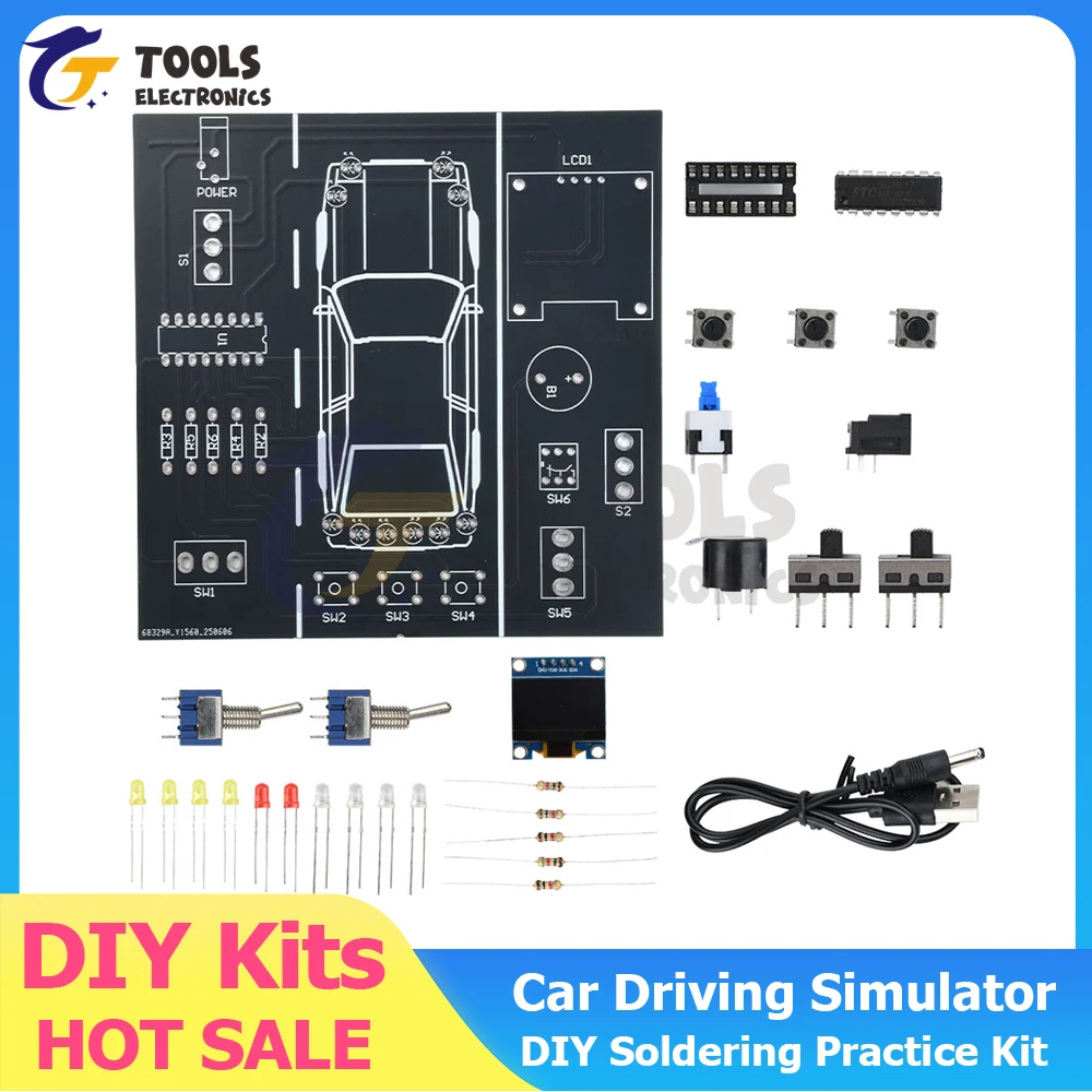 Kit de práctica de soldadura DIY, simulador de conducción de automóviles, proyecto electrónico para estudiantes, práctica de soldadura con piezas de bricolaje - imagen 3
