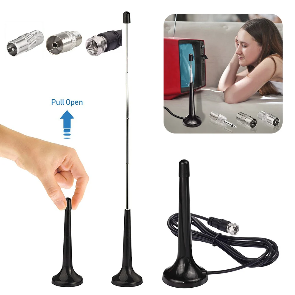 Antenas DAB FM con 3 adaptadores Antena telescópica FM de alta ganancia 75Ohm Antenas de radio FM DAB internas para radio FM digital doméstica - imagen 3