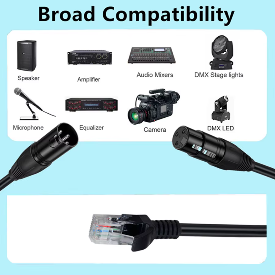Adaptador XLR 3 Pines Hembra a RJ45 Macho FTP 4P Cat5e - imagen 5