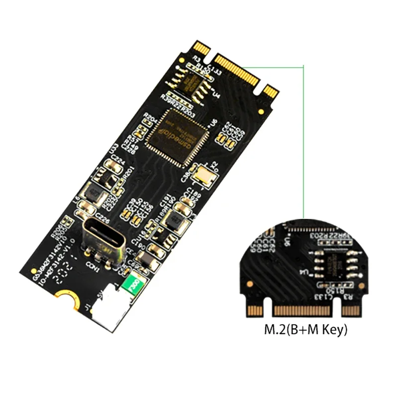 M.2 B + M llave a USB C 3,2 Gen2 10 GB/S interfaz tipo C convertidor de expansión tarjeta controladora NGFF B M clave a USB 22x60 Chip ASM3124 - imagen 2