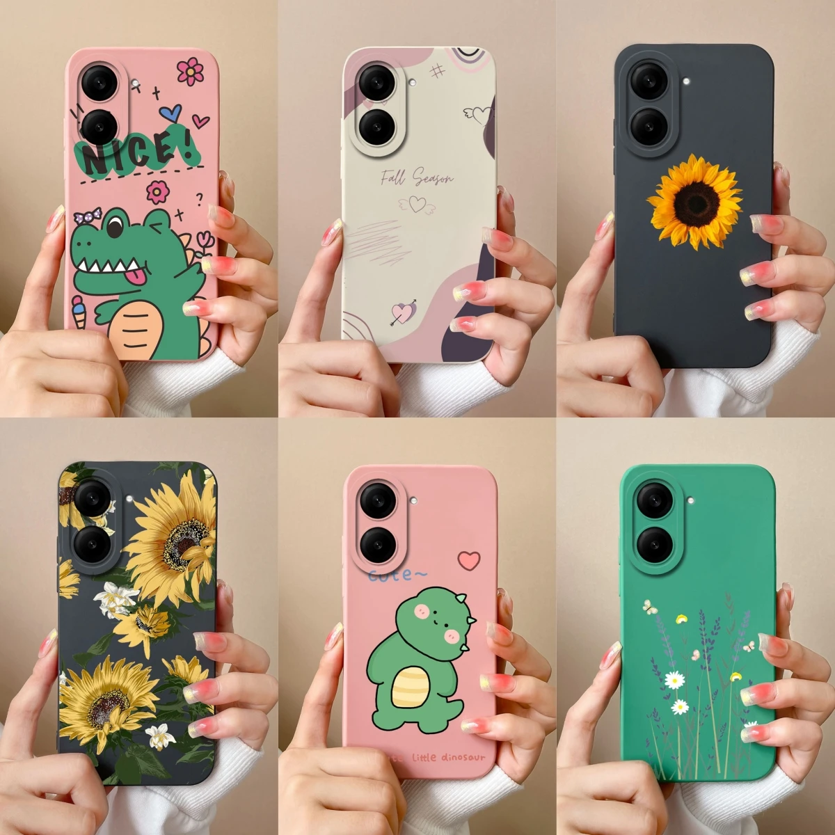 Para Xiaomi Redmi A5 funda de teléfono encantador dinosaurio ligero anticaída parachoques para Redmi A 5 4G funda protectora de silicona líquida