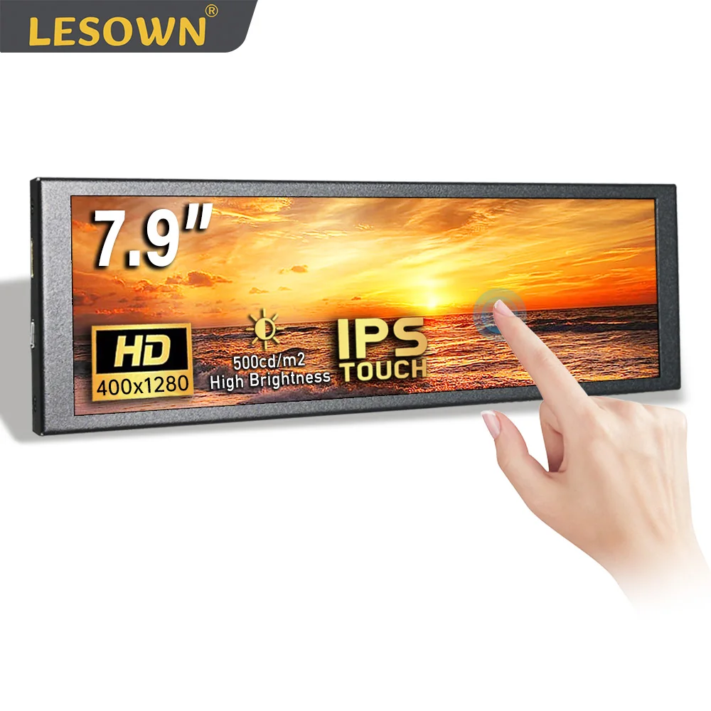 LESOWN Mini Monitor compacto 6,9 7,9 pulgadas 400x1280 IPS HDMI USB pantalla de viaje de panel lateral adicional para Windows 7/8/10 mac OS