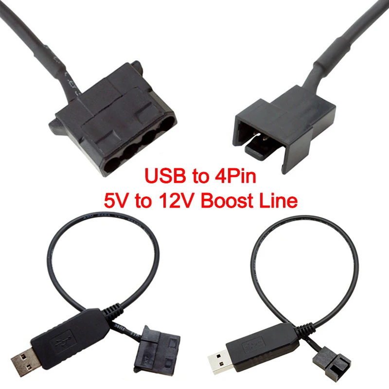 1 Uds USB a 4 pines PWM 5V a 12V Boost Line USB manga PC ventilador adaptador de corriente conector convertidor Cable 5V a 12V - imagen 2