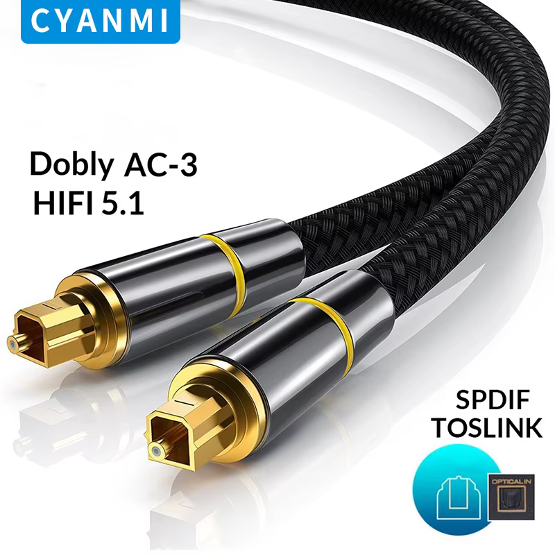CYANMI Cable de Audio óptico Cable de fibra óptica Digital Toslink 1m 10m Cable Coaxial SPDIF para amplificadores reproductor PS4 Cable de barra de sonido