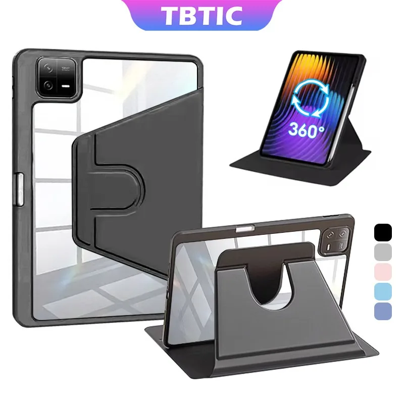 TBTIC 360 °   Funda protectora de rotación para Xiaomi Pad 7 6 5 Pro, carcasa de 11,2 11 pulgadas 2024 con ranura para portalápices