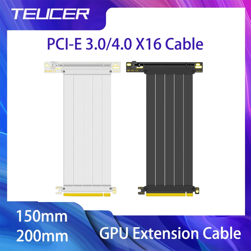 Cable de extensión TEUCER PCIE 4,0 X16, tarjeta gráfica PCI, cable de extensión elevador PCl-E X16, Cable de extensión GPU pcl-express 3,0/4,0