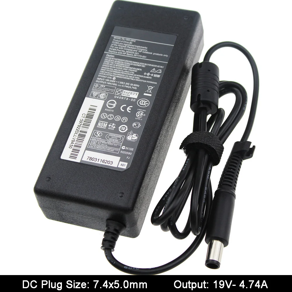 19V 4.74A 7,4*5,0mm AC adaptador de portátil fuente de alimentación del ordenador portátil para HP Pavilion DV3 DV4 DV5 DV6 adaptador de corriente dispositivo de carga