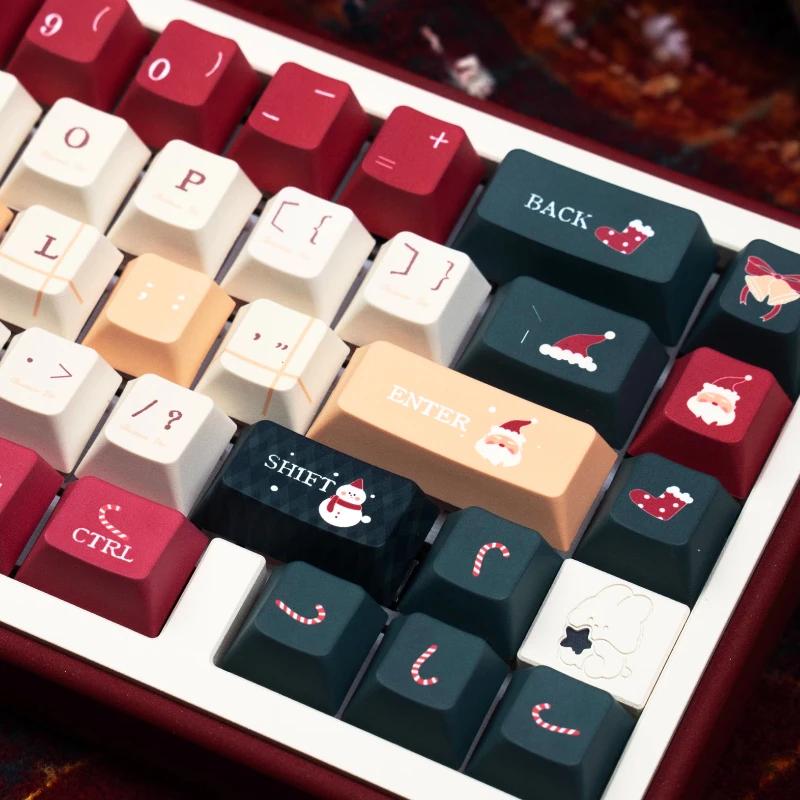 Juego de teclas con tema de Nochebuena, perfil de cereza PBT, teclas originales personalizadas hechas a mano para accesorios de teclado mecánico - imagen 5