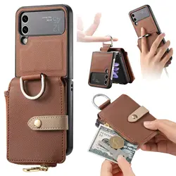 Samsung Galaxy Z Flip Funda Cuero con Cremallera y Soporte Monedero
