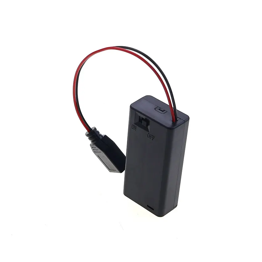 Caja de batería JCD AA con PH2.0 XH2.54 Dupont SM USB DC 5,5x2,1mm Terminal de enchufe Cable AA 2X ranura funda porta baterías con interruptor - imagen 4