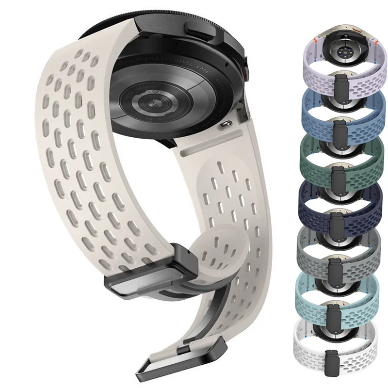 Correa oficial de silicona sin huecos para Samsung Galaxy Watch 7 6 5 4 40mm 44mm 5 Pro banda con hebilla magnética 6 pulsera clásica de 47mm - imagen 3