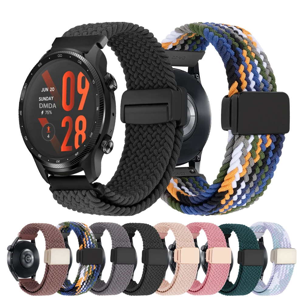 Correa de nailon de 20mm y 22mm para TicWatch E2/E3/S2/GTH 2/GTW/GTH, pulsera trenzada para TicWatch Pro 3 Ultra GPS, cinturón deportivo Corre