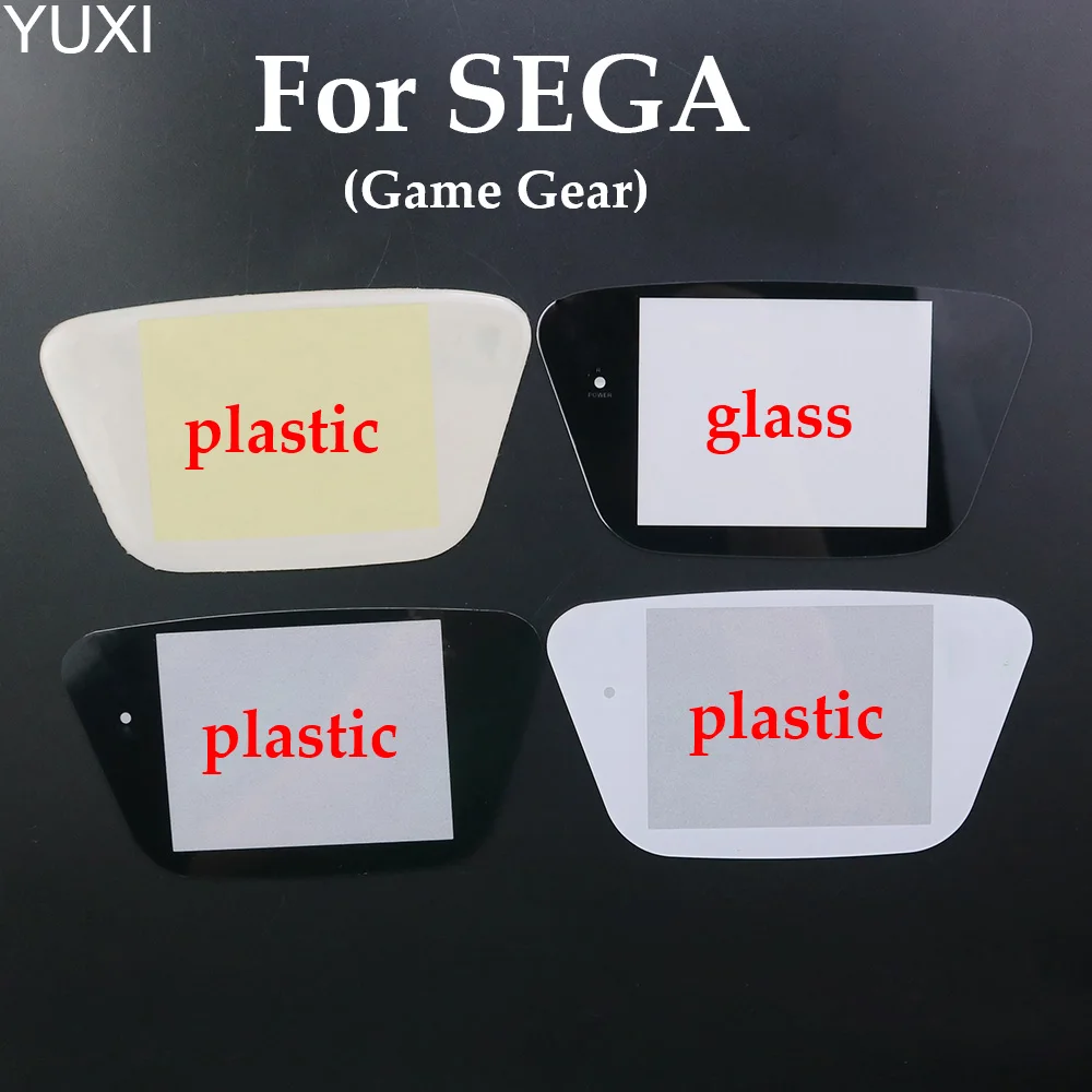 YUXI-cubierta de pantalla protectora para Sega Game Gear GG, Protector de lente de repuesto, Material de plástico y vidrio, blanco y negro, 1 unidad