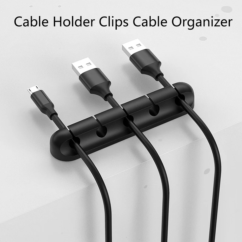 Clips de soporte para cables, organizador de cables de silicona, enrollador de cables USB, Clips de gestión autoadhesivos para ratón, teclado y auriculares, 1 ud. - imagen 2