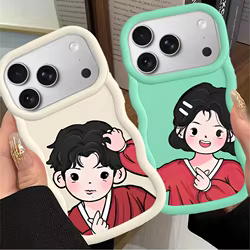 Funda para iPhone 13 12 15 Plus 14 16 Pro Max 17 Air 8 XR 11 Funda de teléfono suave pareja encantadora