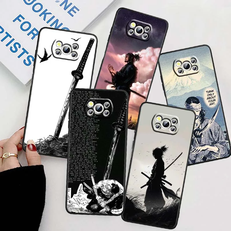 Funda Vagabond Samurai para Xiaomi Poco C65 C55 C51 C50 C40 F6 F5 F4 M6 M5 M4 X6 X5 5G funda de teléfono negra